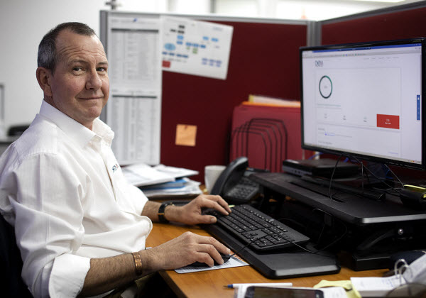 Man using a desktop inside the office