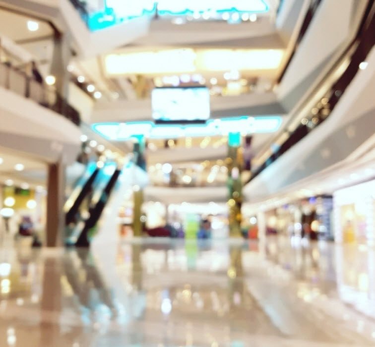 Blurry view of a shopping mall